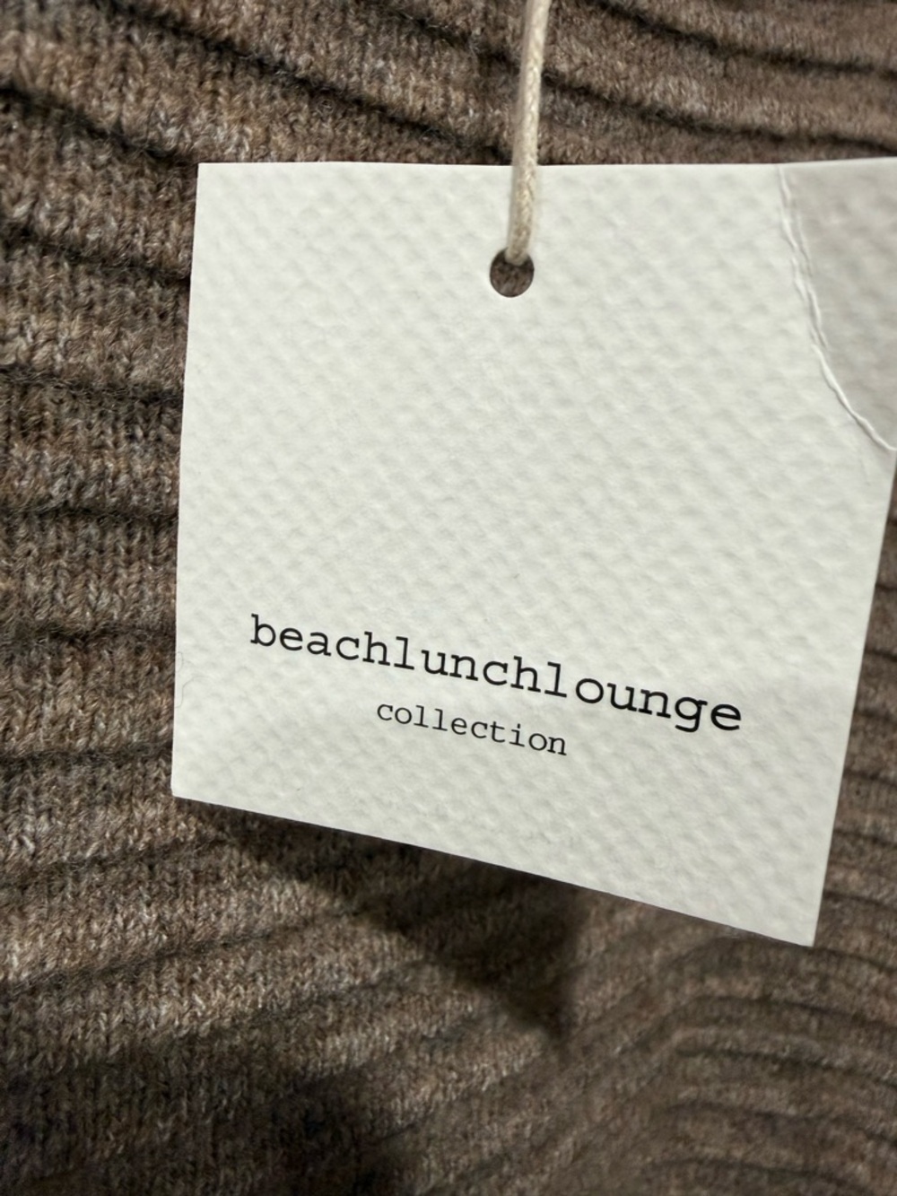 NWT beach lunch lounge Ribbed Mock Neck Sweater in Brown - Picture 3 of 9